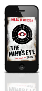 Miles Hudson's novel, The Mind's Eye shown on a phone.